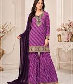 Purple georgette printed salwar kameez