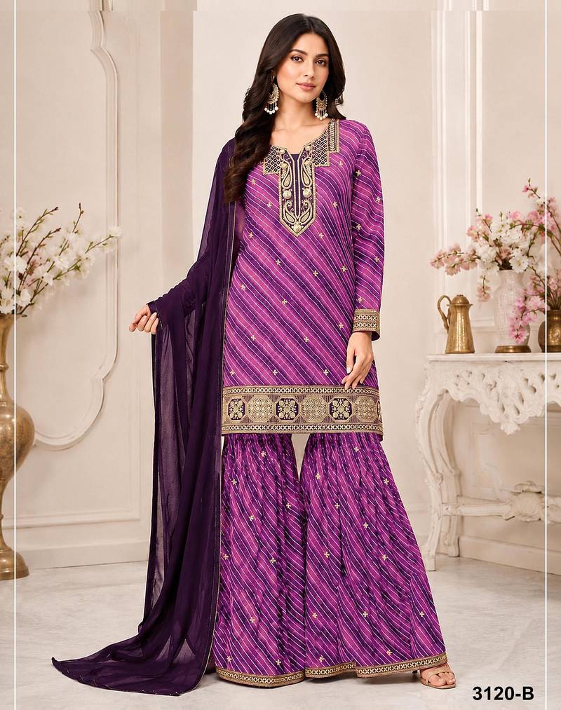 Purple georgette printed salwar kameez