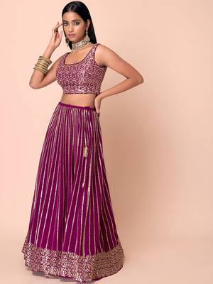 wine net embroidered traditional lehenga choli with free size upto 42 3