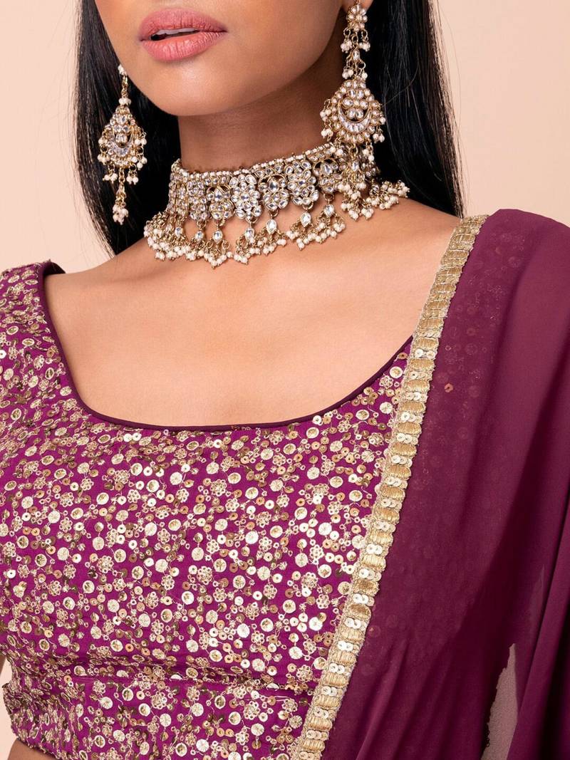 wine net embroidered traditional lehenga choli with free size upto 42
