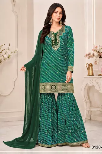 Green georgette printed salwar kameez