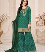 Green georgette printed salwar kameez