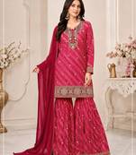 Dark pink georgette printed salwar kameez