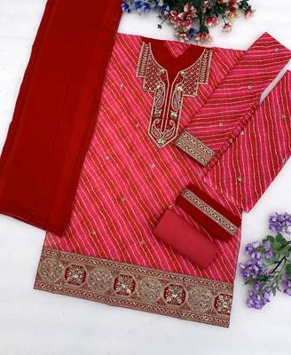 Dark pink georgette printed salwar kameez 2