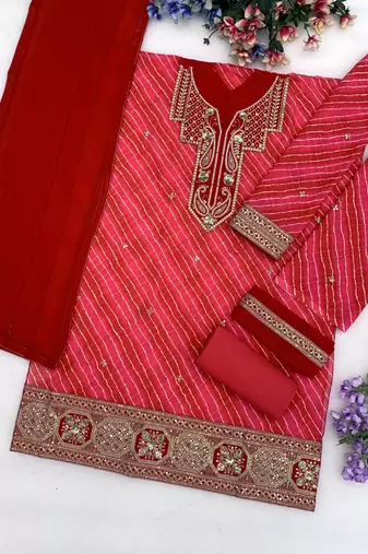 Dark pink georgette printed salwar kameez