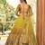 dark yellow silk blend embroidered traditional lehenga choli with free size upto 42