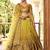 dark yellow silk blend embroidered traditional lehenga choli with free size upto 42