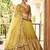 dark yellow silk blend embroidered traditional lehenga choli with free size upto 42