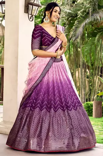 multicolor silk blend embroidered traditional lehenga choli with free size upto 42
