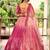 pink silk blend embroidered traditional lehenga choli with free size upto 42