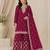 Magenta silk blend embroidered salwar kameez