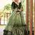olive silk blend embroidered traditional lehenga choli with free size upto 42