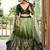 olive silk blend embroidered traditional lehenga choli with free size upto 42