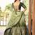 olive silk blend embroidered traditional lehenga choli with free size upto 42