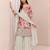 Off white silk blend embroidered salwar kameez