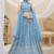 sky blue georgette embroidered traditional lehenga choli with free size upto 42