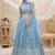 sky blue georgette embroidered traditional lehenga choli with free size upto 42