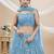 sky blue georgette embroidered traditional lehenga choli with free size upto 42