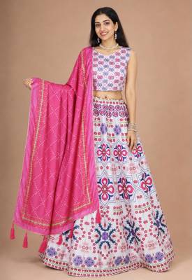 white cotton poly printed traditional lehenga choli 1