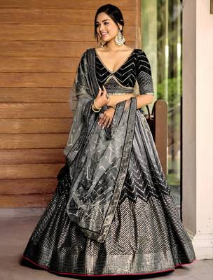 multicolor faux georgette printed traditional lehenga choli with free size upto 42 1