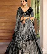 multicolor faux georgette printed traditional lehenga choli with free size upto 42