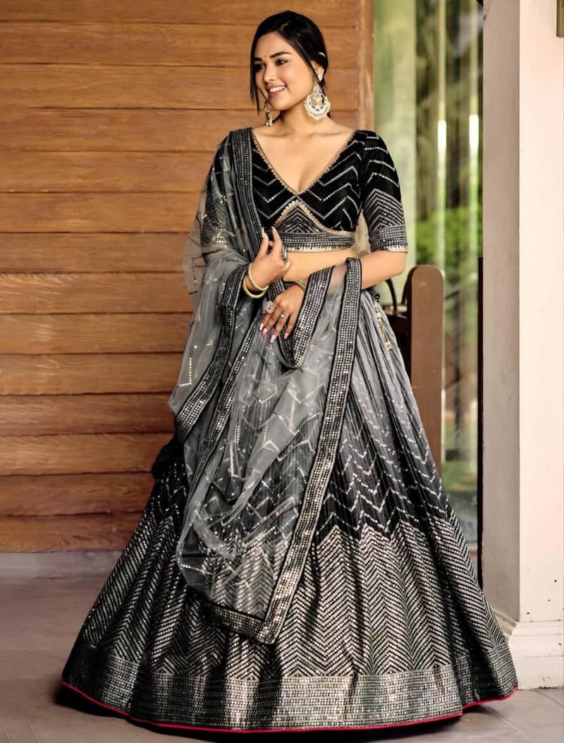 multicolor faux georgette printed traditional lehenga choli with free size upto 42