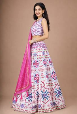 white cotton poly printed traditional lehenga choli 2