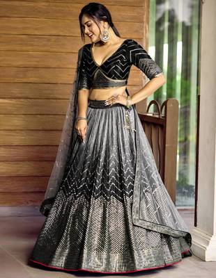 multicolor faux georgette printed traditional lehenga choli with free size upto 42 2
