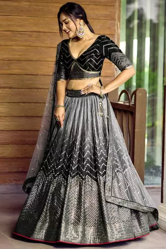 multicolor faux georgette printed traditional lehenga choli with free size upto 42