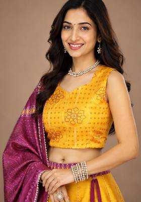multicolor silk blend printed traditional lehenga choli 2