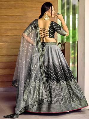 multicolor faux georgette printed traditional lehenga choli with free size upto 42 4