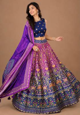 multicolor silk blend printed traditional lehenga choli 2