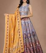 multicolor silk blend printed traditional lehenga choli