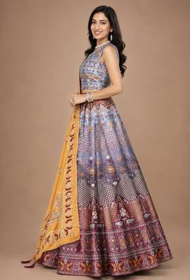 multicolor silk blend printed traditional lehenga choli 2