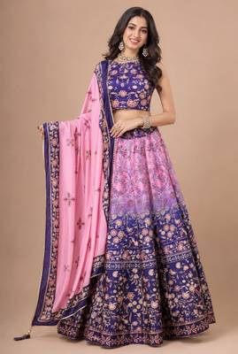 multicolor silk blend printed traditional lehenga choli 1