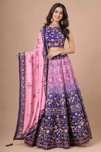multicolor silk blend printed traditional lehenga choli