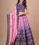 multicolor silk blend printed traditional lehenga choli