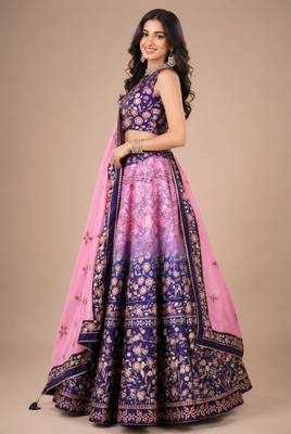 multicolor silk blend printed traditional lehenga choli 2