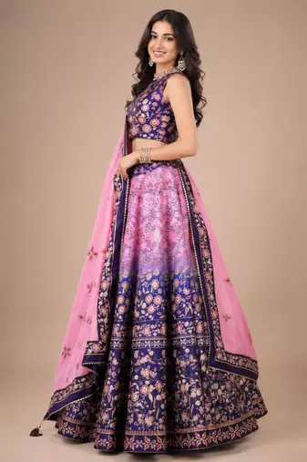 multicolor silk blend printed traditional lehenga choli