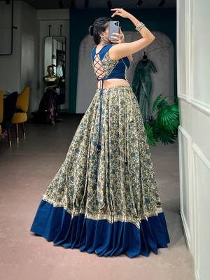 multicolor silk blend woven traditional lehenga choli with free size upto 38 3