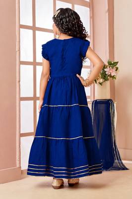 Roya blue embroidered art silk a line lehenga choli dupatta 3