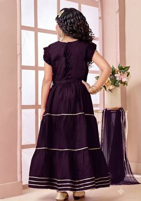 Purple embroidered art silk a line lehenga choli dupatta 3
