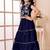 Navy blue embroidered art silk a line lehenga choli dupatta