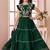 Green embroidered art silk a line lehenga choli dupatta
