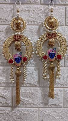 decorative shubh labh shrinath ji wall hanging main door  garland perfect for home decor (pack of 2) 1
