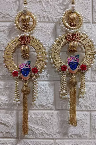 decorative shubh labh shrinath ji wall hanging main door  garland perfect for home decor (pack of 2)