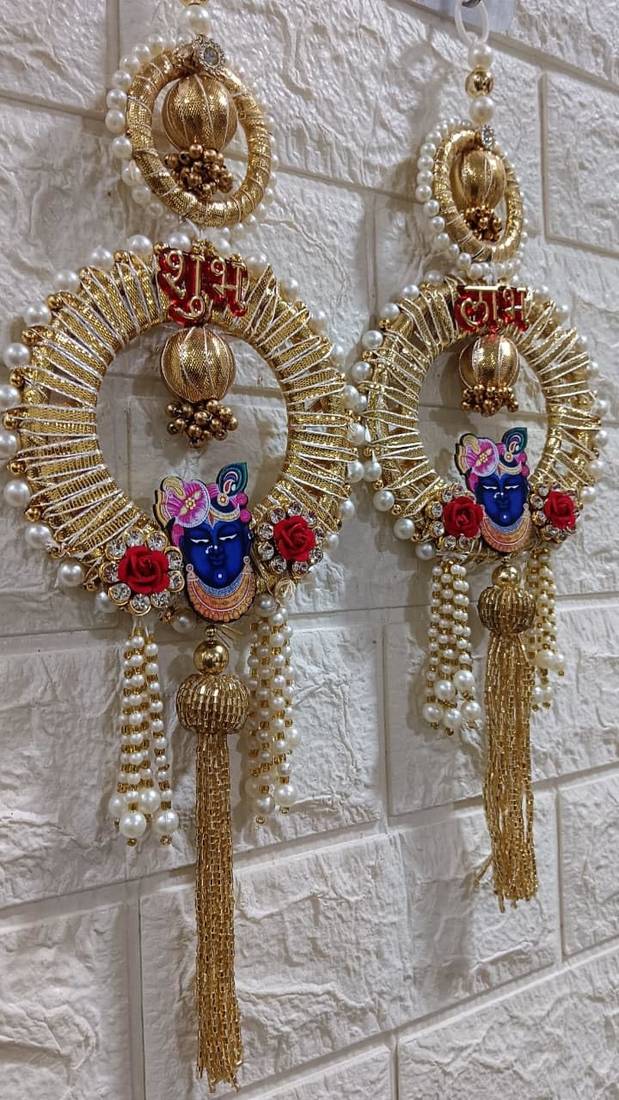 decorative shubh labh shrinath ji wall hanging main door  garland perfect for home decor (pack of 2)