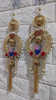 decorative shubh labh shrinath ji wall hanging main door  garland perfect for home decor (pack of 2) 3