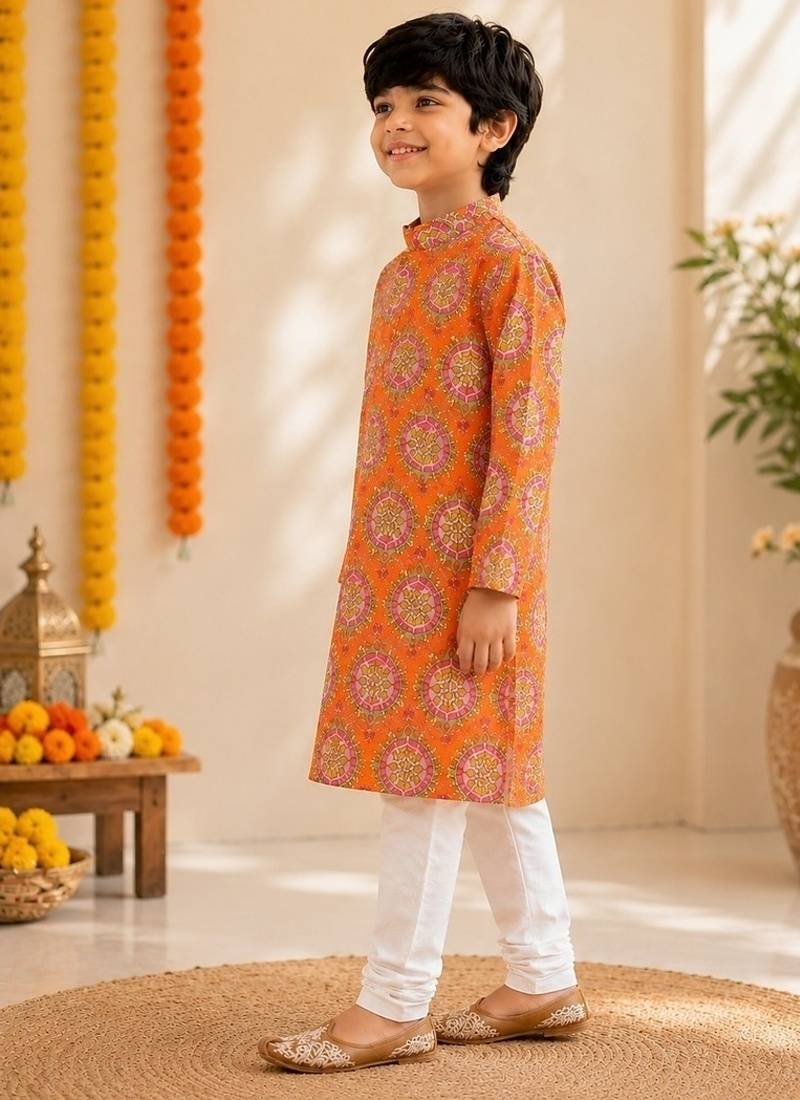 Kesari paan boota kurta set