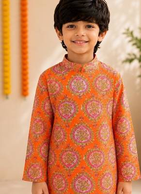 Kesari paan boota kurta set 3